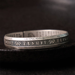 Buddha Gift Om Mani Padme Hum Heart Sutra Mantra Lotus Peace Meditation Cuff Bracelet Bangle