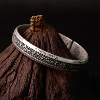 Buddha Gift Om Mani Padme Hum Heart Sutra Mantra Lotus Peace Meditation Cuff Bracelet Bangle