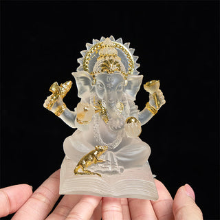 Buddha Gift Transparent White Ganesh Ganpati Elephant Statue Protection Home Resin Decoration