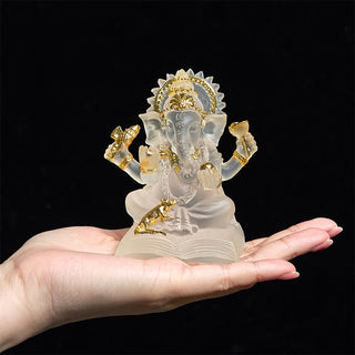 Buddha Gift Transparent White Ganesh Ganpati Elephant Statue Protection Home Resin Decoration