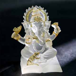 Buddha Gift Transparent White Ganesh Ganpati Elephant Statue Protection Home Resin Decoration