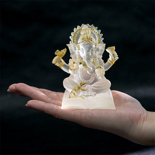 Buddha Gift Transparent White Ganesh Ganpati Elephant Statue Protection Home Resin Decoration