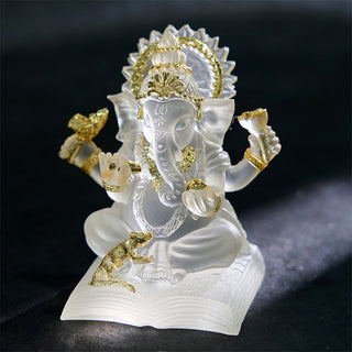 Buddha Gift Transparent White Ganesh Ganpati Elephant Statue Protection Home Resin Decoration