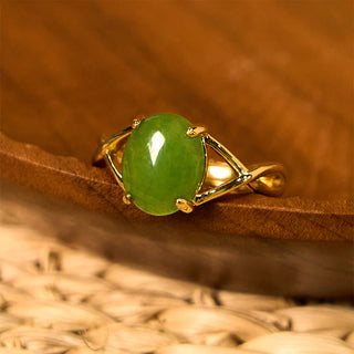 Buddha Gift Natural Jade Alloy Adjustable Buckle Abundance Ring