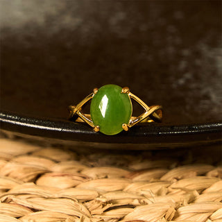Buddha Gift Natural Jade Alloy Adjustable Buckle Abundance Ring