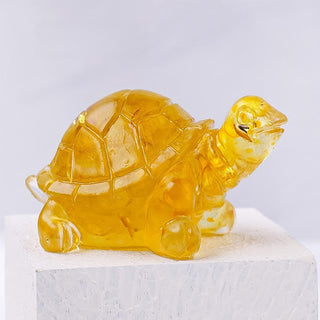 Buddha Gift Natural Crystal Gravel Drip Resin Small Turtle Decoration Statue