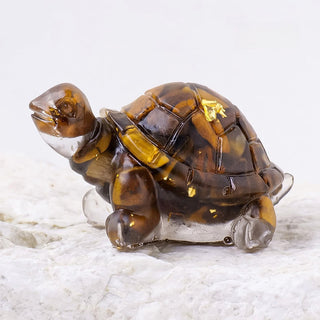 Buddha Gift Natural Crystal Gravel Drip Resin Small Turtle Decoration Statue