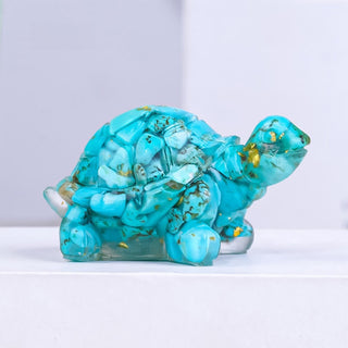 Buddha Gift Natural Crystal Gravel Drip Resin Small Turtle Decoration Statue