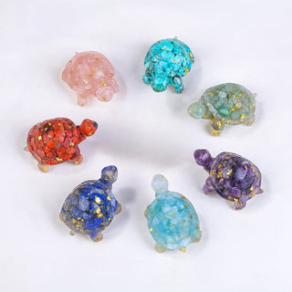 Buddha Gift Natural Crystal Gravel Drip Resin Small Turtle Decoration Statue