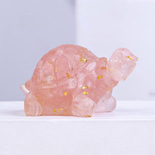 Buddha Gift Natural Crystal Gravel Drip Resin Small Turtle Decoration Statue