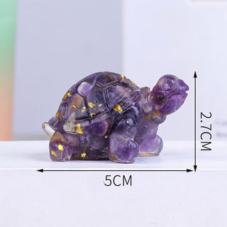 Buddha Gift Natural Crystal Gravel Drip Resin Small Turtle Decoration Statue