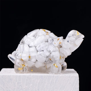 Buddha Gift Natural Crystal Gravel Drip Resin Small Turtle Decoration Statue