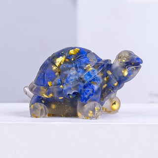 Buddha Gift Natural Crystal Gravel Drip Resin Small Turtle Decoration Statue