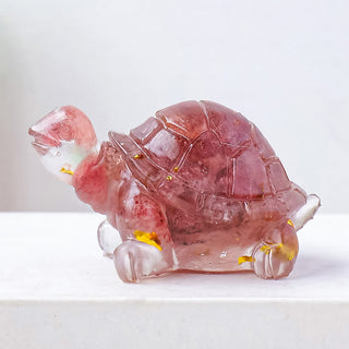Buddha Gift Natural Crystal Gravel Drip Resin Small Turtle Decoration Statue