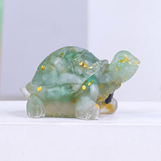 Buddha Gift Natural Crystal Gravel Drip Resin Small Turtle Decoration Statue