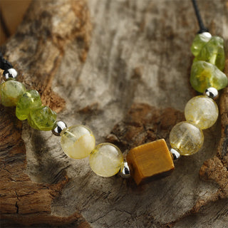 Buddha Gift Find Your Joy Peridot Citrine Tiger Eye Peace Rope Bracelet