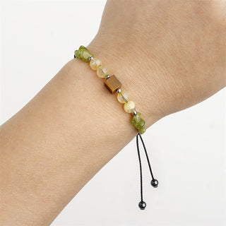 Buddha Gift Find Your Joy Peridot Citrine Tiger Eye Peace Rope Bracelet