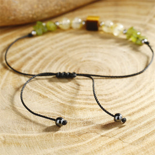 Buddha Gift Find Your Joy Peridot Citrine Tiger Eye Peace Rope Bracelet