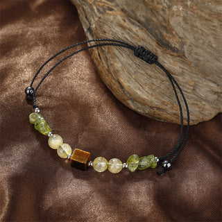 Buddha Gift Find Your Joy Peridot Citrine Tiger Eye Peace Rope Bracelet