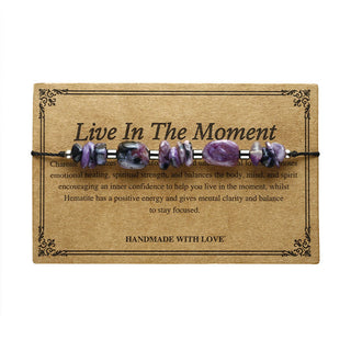 Buddha Gift Live In The Moment Charoite Hematite Powerful Bracelet