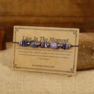 Buddha Gift Live In The Moment Charoite Hematite Powerful Bracelet