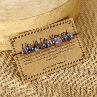 Buddha Gift Live In The Moment Charoite Hematite Powerful Bracelet