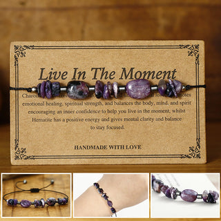 Buddha Gift Live In The Moment Charoite Hematite Powerful Bracelet