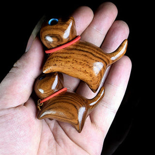 Buddha Gift Rosewood Carving Cat Warmth Home Decoration