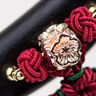 Buddha Gift Ebony Red String Chinese Knot Tassel Protection Hairpin