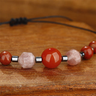 Buddha Gift Believe You Can Carnelian Red Jasper Hematite Sun Stone Positive Bracelet