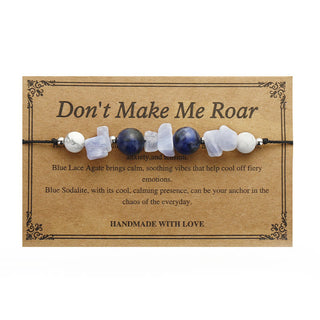 Buddha Gift Don't Make Me Roar Purple Agate Blue Lace Agate Blue Sodalite Protection Bracelet