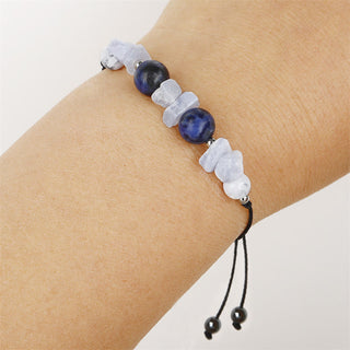 Buddha Gift Don't Make Me Roar Purple Agate Blue Lace Agate Blue Sodalite Protection Bracelet