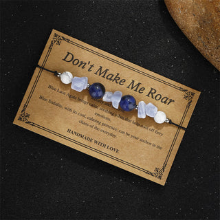 Buddha Gift Don't Make Me Roar Purple Agate Blue Lace Agate Blue Sodalite Protection Bracelet
