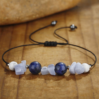 Buddha Gift Don't Make Me Roar Purple Agate Blue Lace Agate Blue Sodalite Protection Bracelet