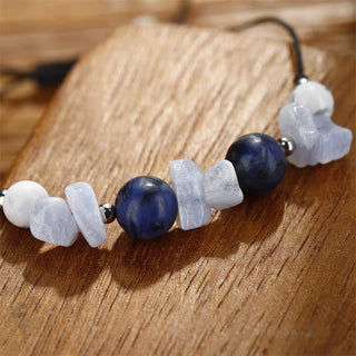 Buddha Gift Don't Make Me Roar Purple Agate Blue Lace Agate Blue Sodalite Protection Bracelet