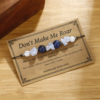 Buddha Gift Don't Make Me Roar Purple Agate Blue Lace Agate Blue Sodalite Protection Bracelet