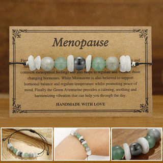 Buddha Gift Menopause Labradorite Green Aventurine White Moonstone Healing Bracelet
