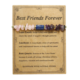 Buddha Gift Best Friends Forever Amethyst Rose Quartz Lazurite Spiritual Bracelet