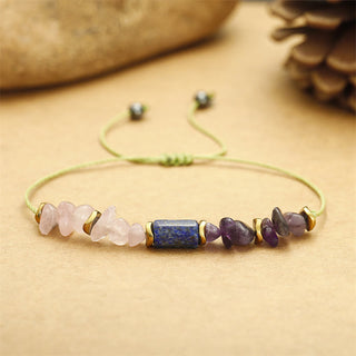 Buddha Gift Best Friends Forever Amethyst Rose Quartz Lazurite Spiritual Bracelet