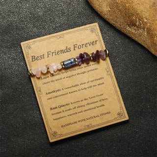 Buddha Gift Best Friends Forever Amethyst Rose Quartz Lazurite Spiritual Bracelet