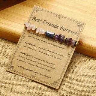 Buddha Gift Best Friends Forever Amethyst Rose Quartz Lazurite Spiritual Bracelet