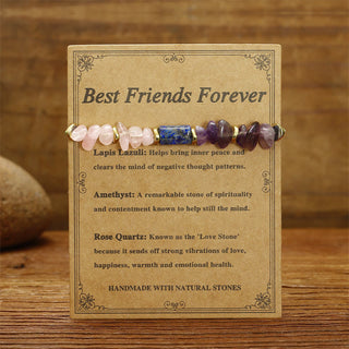 Buddha Gift Best Friends Forever Amethyst Rose Quartz Lazurite Spiritual Bracelet