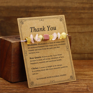 Buddha Gift Thank You Rose Quartz Citrine Rhodonite Passionate Bracelet