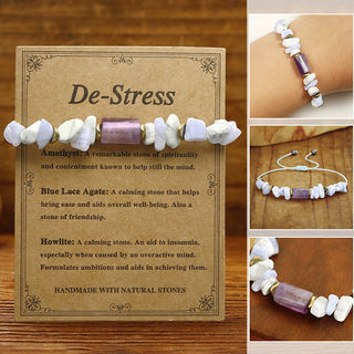 Buddha Gift De-Stress Amethyst Blue Lace Agate Howlite Healing Bracelet
