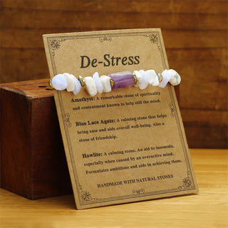 Buddha Gift De-Stress Amethyst Blue Lace Agate Howlite Healing Bracelet