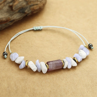 Buddha Gift De-Stress Amethyst Blue Lace Agate Howlite Healing Bracelet