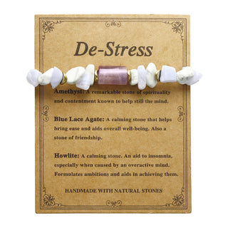 Buddha Gift De-Stress Amethyst Blue Lace Agate Howlite Healing Bracelet