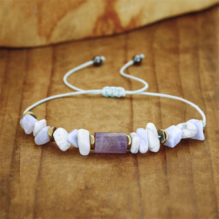 Buddha Gift De-Stress Amethyst Blue Lace Agate Howlite Healing Bracelet