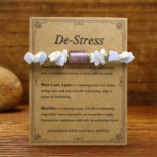 Buddha Gift De-Stress Amethyst Blue Lace Agate Howlite Healing Bracelet