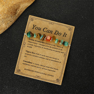 Buddha Gift You Can Do It Green Aventurine Tiger Eye Carnelian Luck Bracelet
